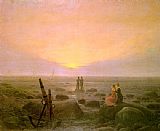 Caspar David Friedrich Famous Paintings - Moon rising over Sea